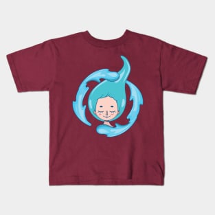 Stylized girl depicting the water element Kids T-Shirt